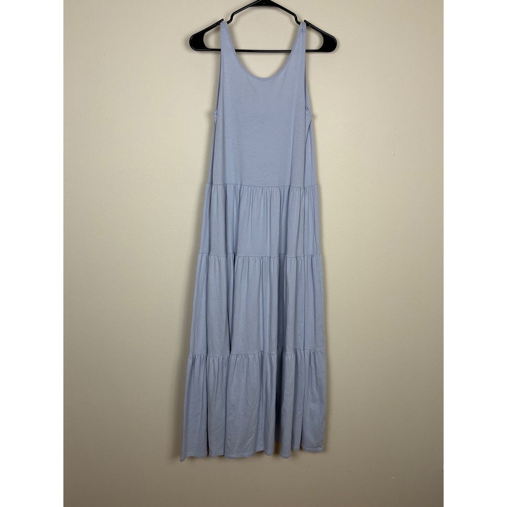 J.Crew Re-Imagined Tiered‎ Maxi Dress Periwinkle Blue Cotton Size XS  (L3)